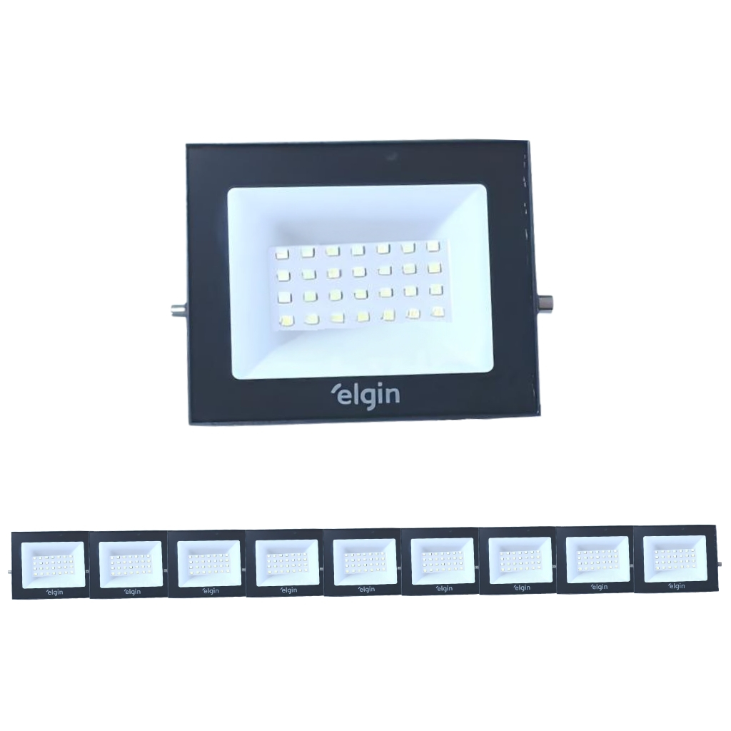 Kit 10 Refletores Led Elgin 50w Branco Frio 6500k Bivolt Econômico em Oferta na Shopee