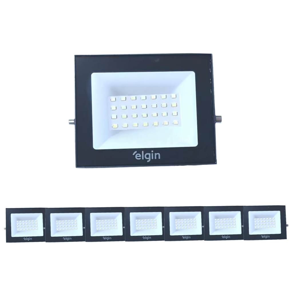 Kit 8 Refletores Led Elgin 50w Branco Frio 6500k Bivolt Econômico em Oferta na Shopee