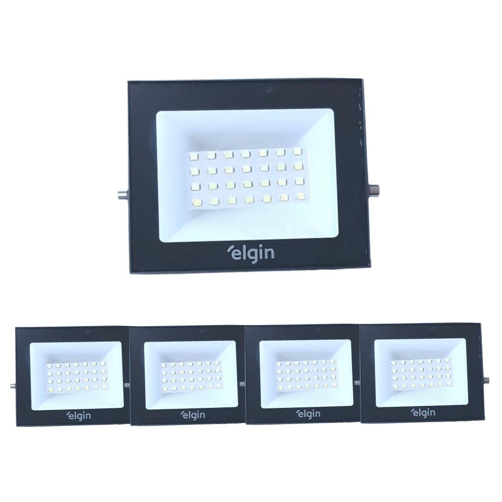 Kit 5 Refletores Led Elgin 50w Branco Frio 6500k Bivolt Econômico em Oferta na Shopee
