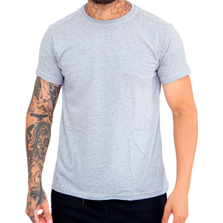Camiseta Slim Basica De Algodão Unissex Cor Cinza Mescla Preço De Atacado Promoção