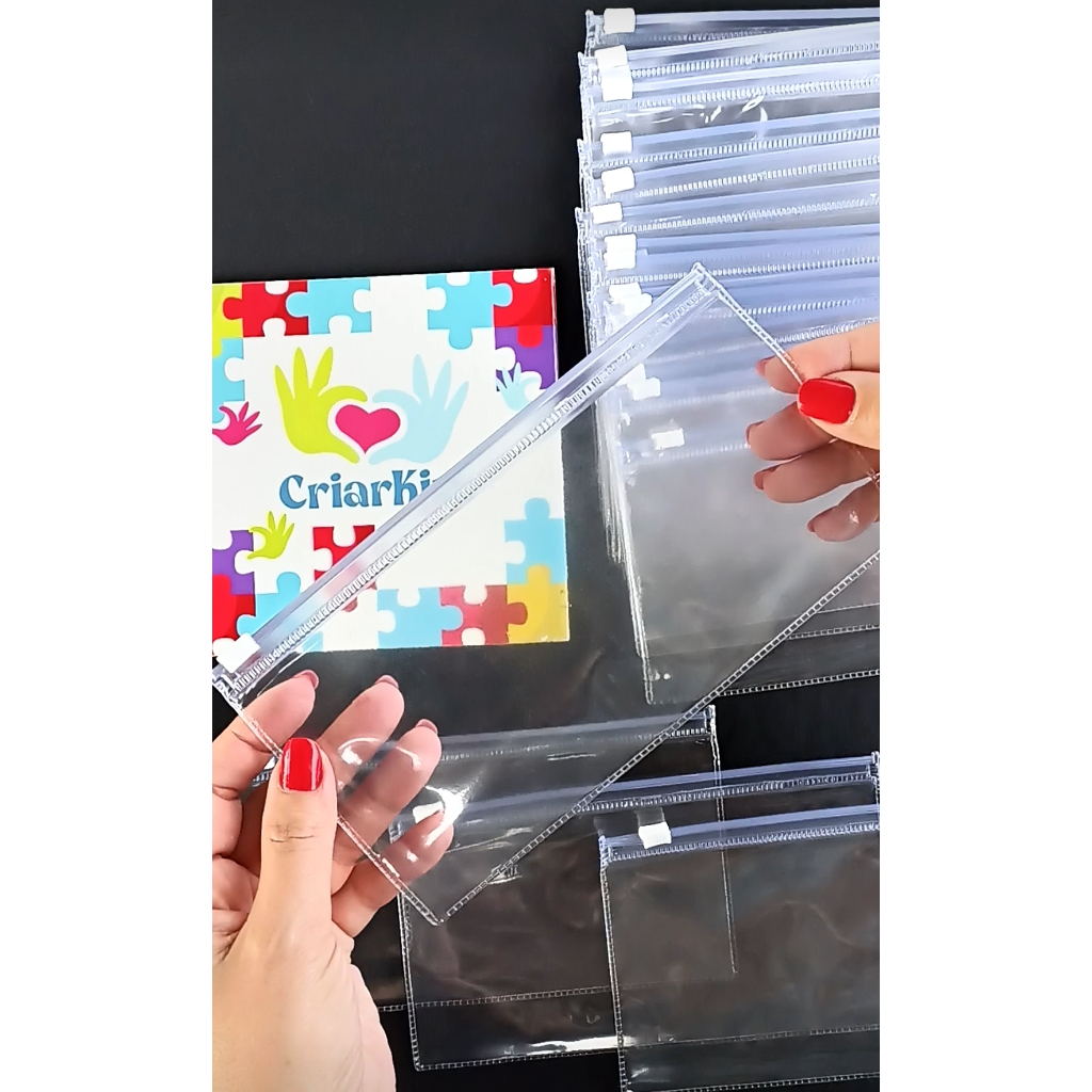 1 Porta Máscara Porta Objetos Organizador Estojo Necessaire Pvc Transparente Fechamento em Zip Zap  14 x 22cm