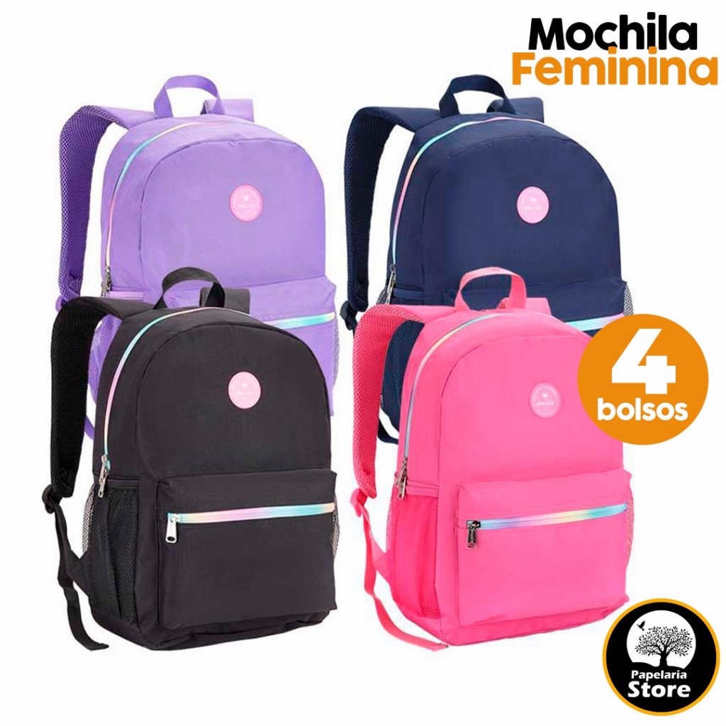 Mochila de Costas Feminina Escolar Universitária Básica Lisa Estilosa