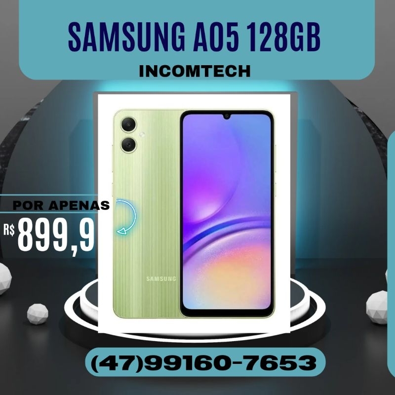 Celular Samsung Galaxy A05 cor Light Green 4GB de RAM e 128GB memória interna