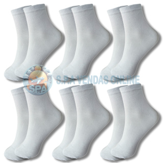 Meia Cano Médio Branca Unissex Conforto Kit 3 a 24 Pares em Oferta na Shopee
