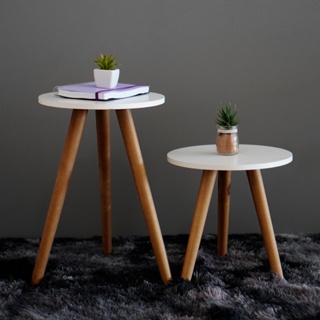 Mesa Redonda De Apoio Lateral Sofa Mdf ou Mdp E Madeira em Oferta na Shopee