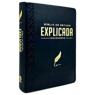 Bíblia de Estudo Explicada - ARC - Luxo Preta em Oferta na Shopee