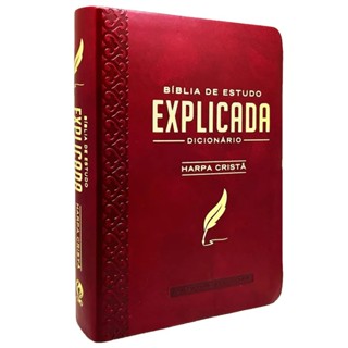 Bíblia de Estudo Explicada - ARC - Luxo Harpa Cristã Vinho em Oferta na Shopee