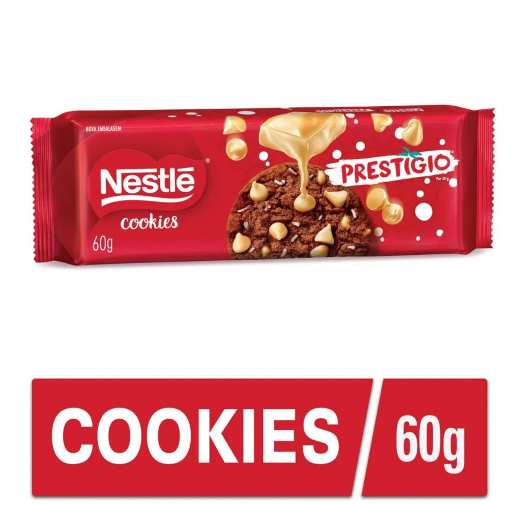 Cookies Prestígio Gotas Chocolate Branco 60g Nestlé em Oferta na Shopee