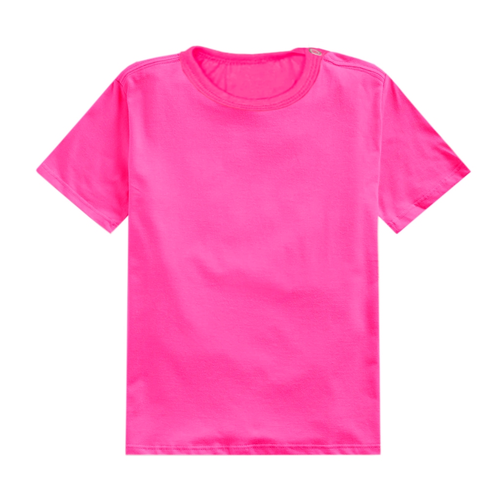 Camiseta Infantil Bebe Manga Curta P ao G Malha Lisa Básica 100% Algodao Menina Baby Deluxe