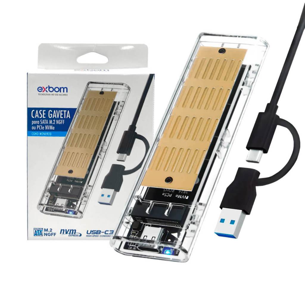 Case Externo com Interface para SSD M2 NGFF e NVMe