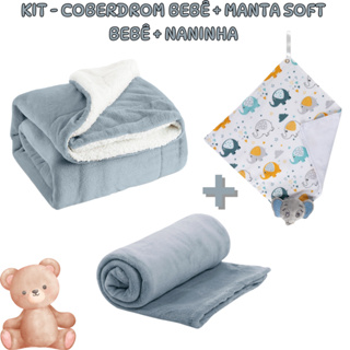 Kit 3 Itens Especial Bebê - Coberdrom Sherpa + Manta Soft + Naninha Para Berço em Oferta na Shopee
