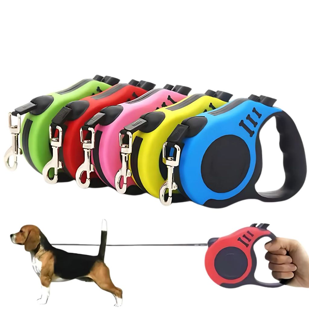 Coleira Guia Retrátil 3 Metros Pets Cachorro Cães Gatos Resistente Com Trava Até 11.33kg
