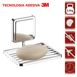 Saboneteira Banheiro Suporte Dupla Face 3M Parede Porta Sabonete Cromado Sem Furo Future em Oferta na Shopee