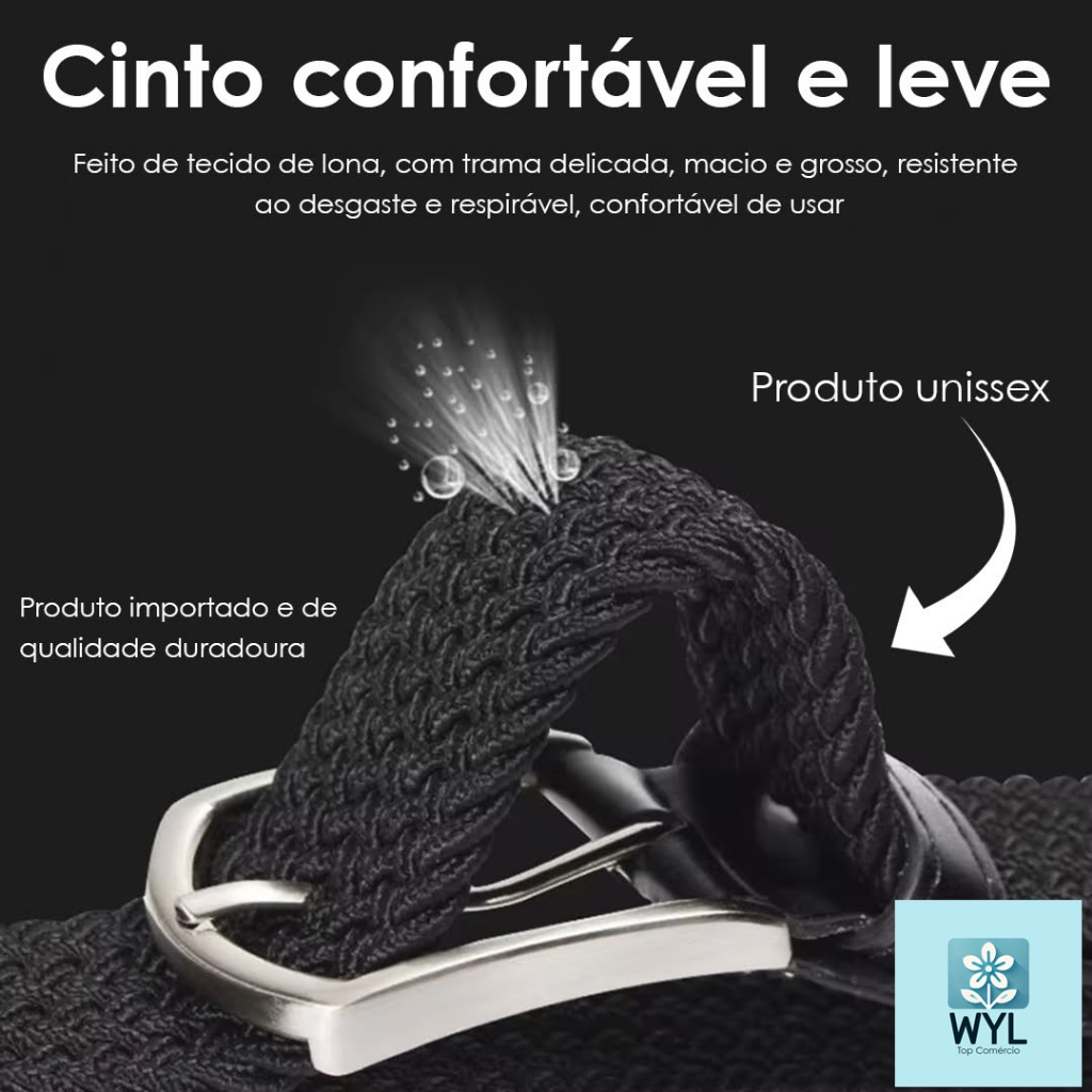 Cinto Elástico Moda Unissex Feminino Masculino Fivela de Metal Elástico e Lona Tático Casual Versátil — imagem 2 de 2