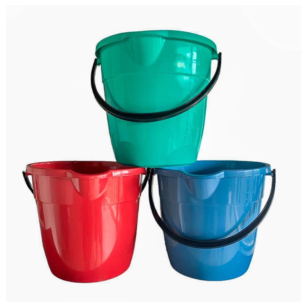 Kit 3 Unidades Baldes Plastico 7 Litros Coloridos com Alça Reforçada Balde Limpeza