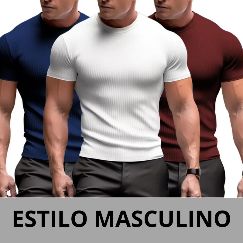 Kit 2 Camisetas Camisas Masculina Canelada Americana Blusa Americana Masculina Camisa Slim Americana Justa Ao Corpo