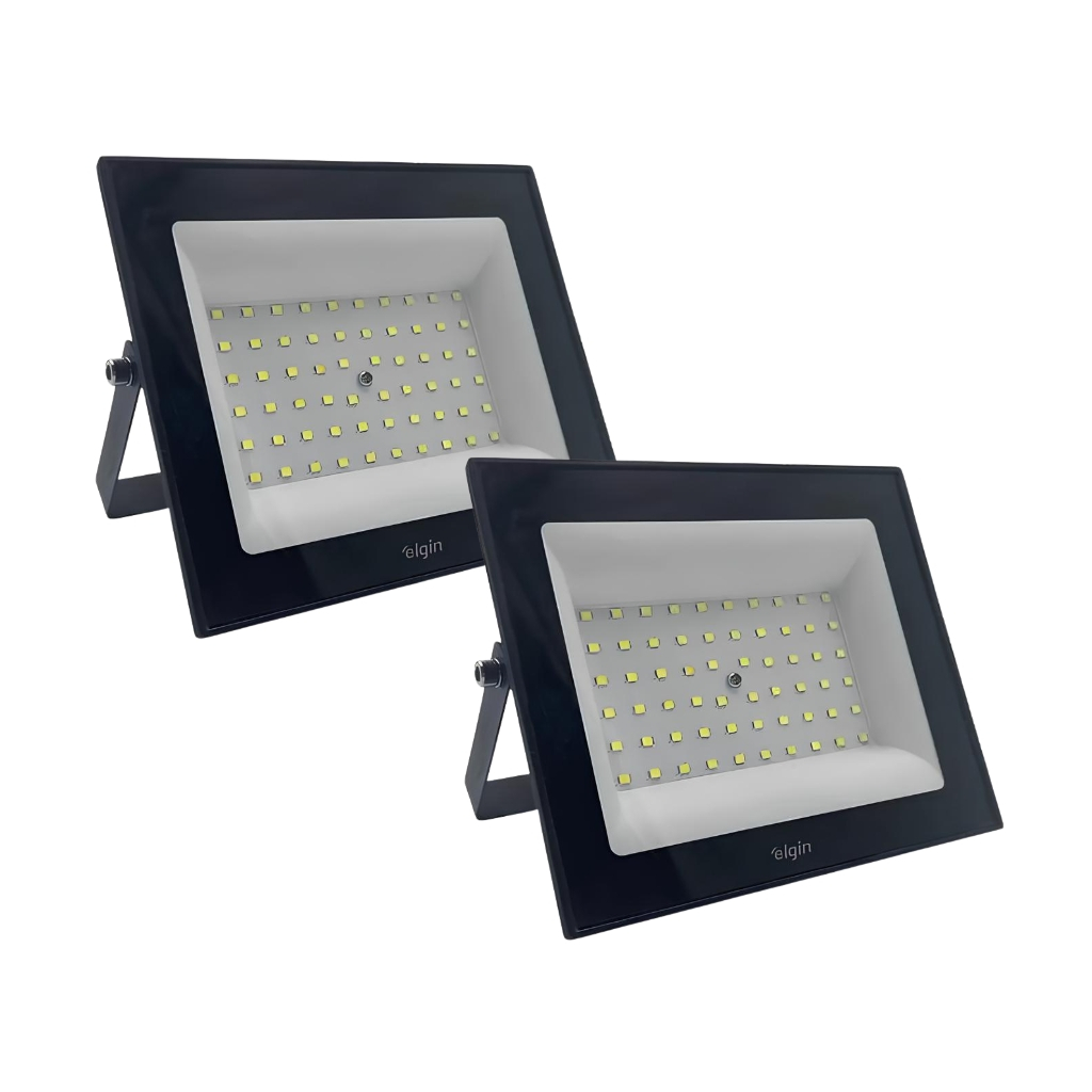Kit 2 Refletores Led Elgin 100w Branco Frio 6500K Bivolt Econômico