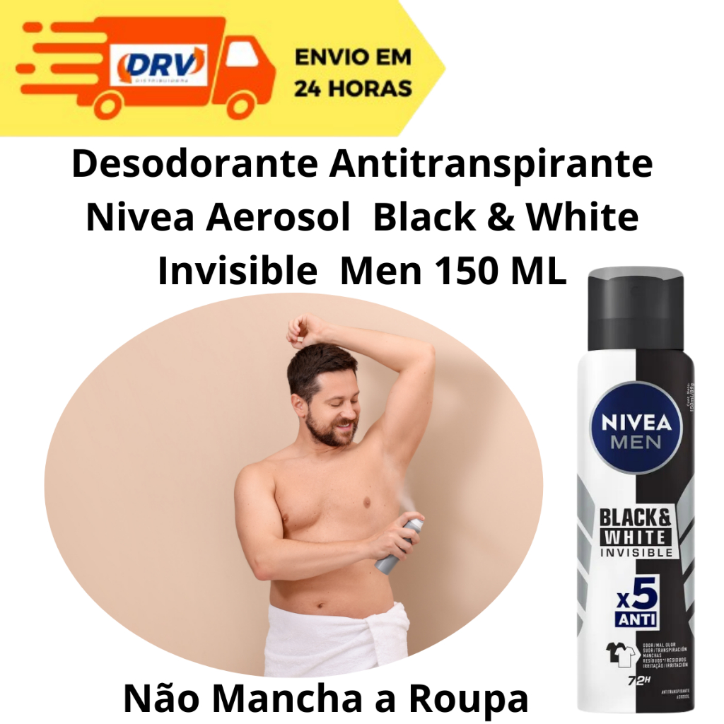 Desodorante Antitranspirante Nivea Aerosol Black & White Invisible 150 ML -Desodorante Aerosol Nivea