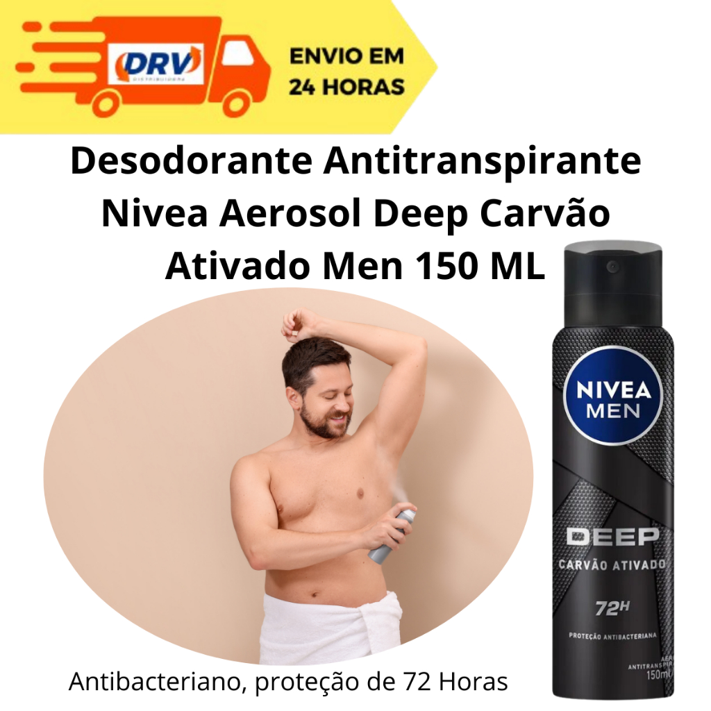 Desodorante Antitranspirante Nivea Aerosol Deep Carvão Ativado 150 ML - Desodorante Nivea Aerosol