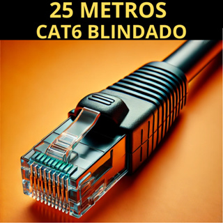 CABO DE REDE CAT6 25 METROS BLINDADO STP ANTI-INTERFERENCIA em Oferta na Shopee