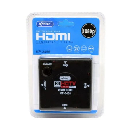 Switch Adaptador HDMI 3 entradas e 1 saída Knup KP-3456