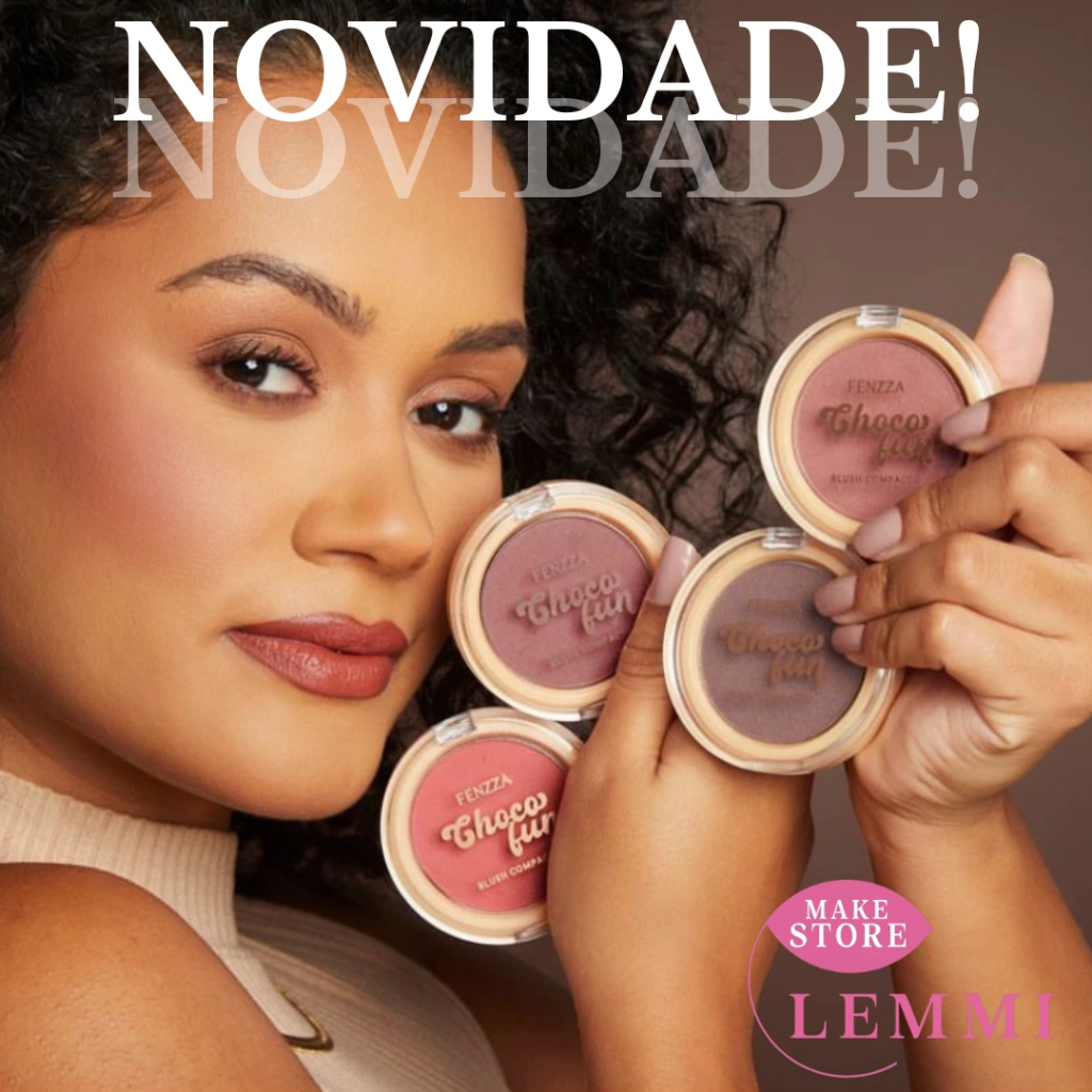 Blush Compacto Alta Pigmentação Facial Choco Fun Fenzza LANÇAMENTO