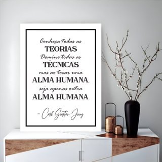 peça única placa quadro decorativo texto Frase Psicologia Carl Jung sala quarto escritório