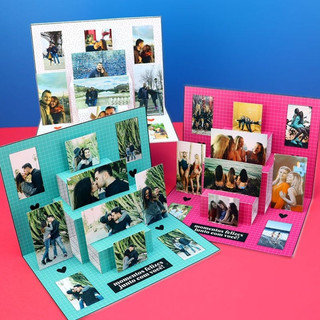 Cartão pop-up com 10 fotos - Namorado casal Amizade - Cartão personalizado