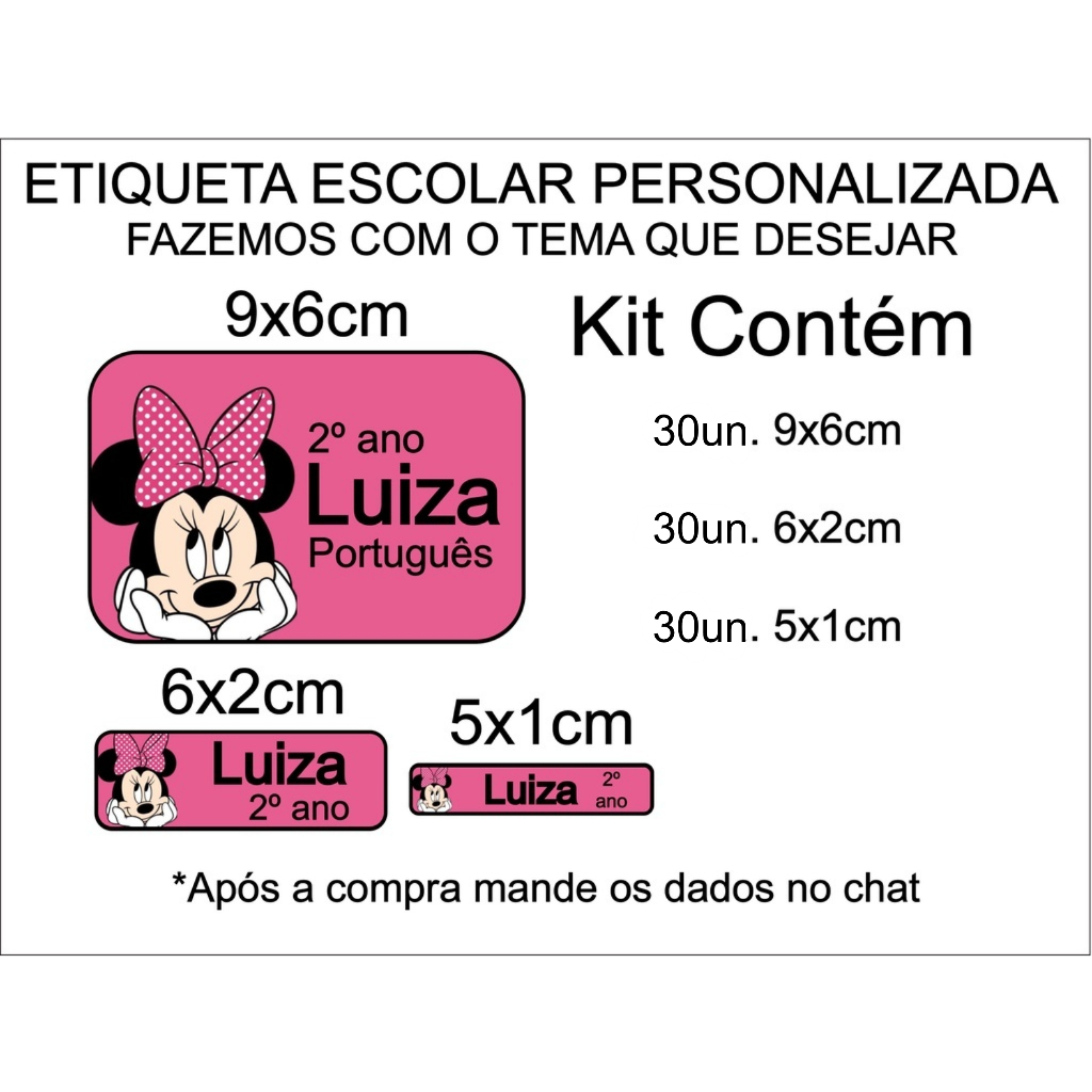 Kit 90 Etiqueta Escolar Adesiva Personalizada Qualquer Tema em Oferta na Shopee