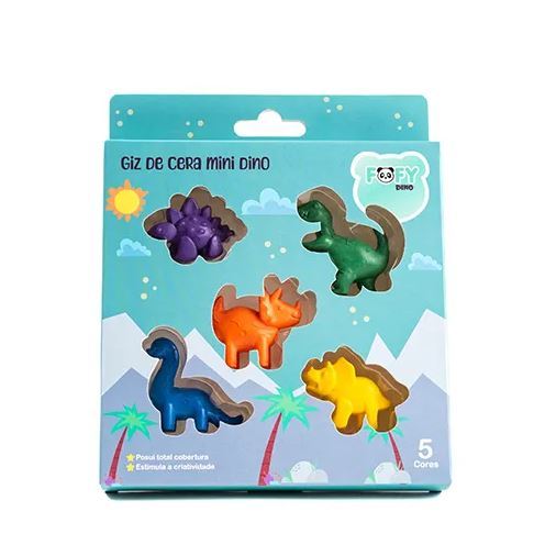 Giz de Cera em Formato Dinossauro 5 Unidades Fofy Mini Dino FF3602