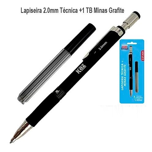 Lapiseira Técnica 2.0mm Preta + 1 Tubo com 8 Grafites Blister KZ1640BL KAZ em Oferta na Shopee