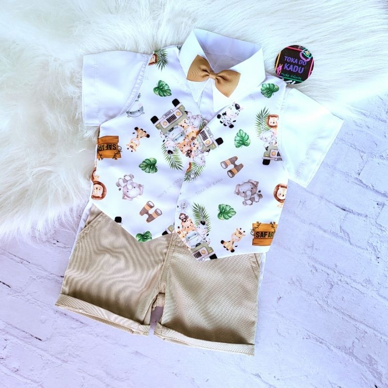 Conjunto Colete  Safari Menino Social Luxo Festa Safari Baby Infantil