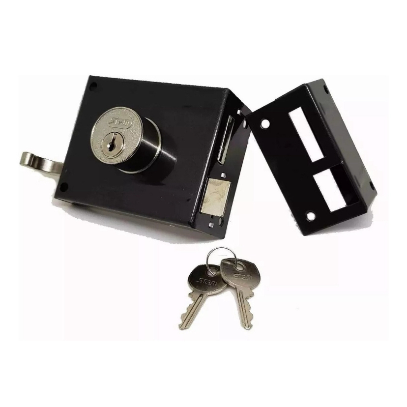 Fechadura Portão 701/100 Sobrepor Preto Fosco Stam