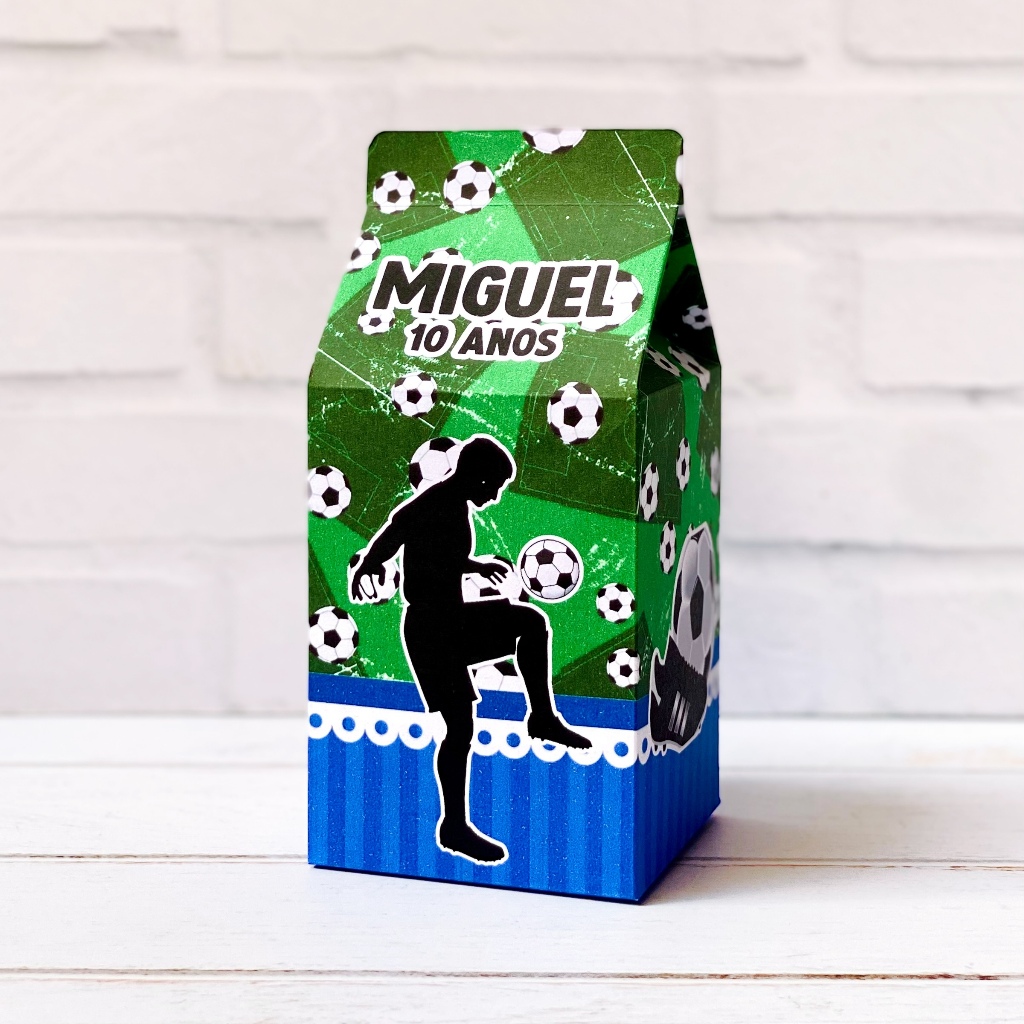 Caixinha Futebol | Caixa Milk Personalizada Com Nome | Mimos Aniversário Lembrancinhas Personalizados Kit Festa