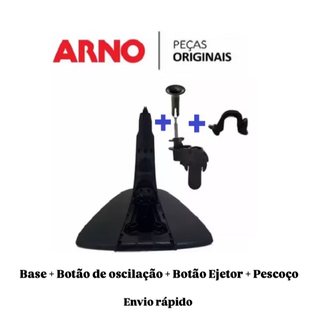 Kit Base + Pescoço Articulador + Pino De Oscilação + Trava Ejetora Arno Peças Originais Ventilador 40cm