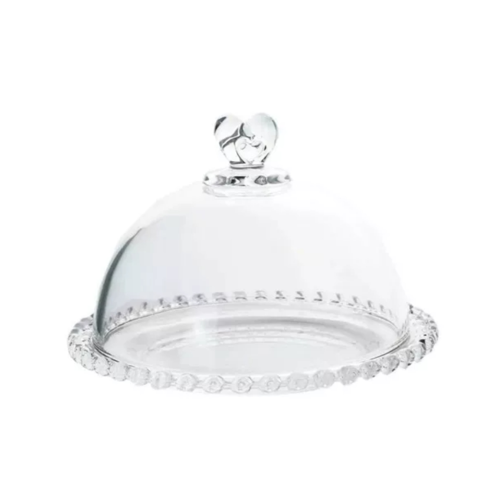 Queijeira Com Tampa De Cristal Coração 19,5x13cm Lyor Cor Transparente em Oferta na Shopee