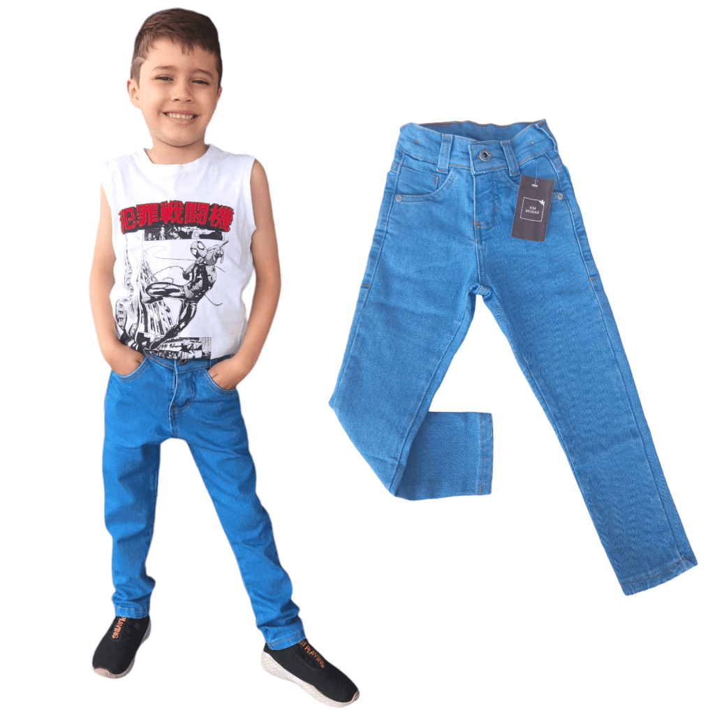 Kit 3 Calças Menino Jeans Claro Escuro Preto 1ao 10 anos Infantil — imagem 2 de 2