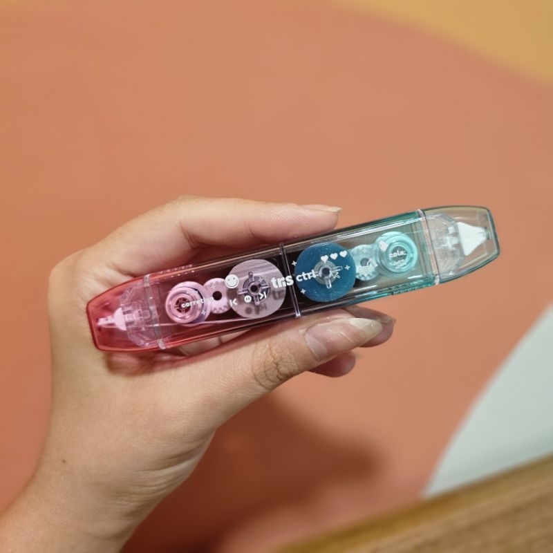 Caneta 2 em 1 fita corretiva + cola em fita escolar tris 5mm novidade