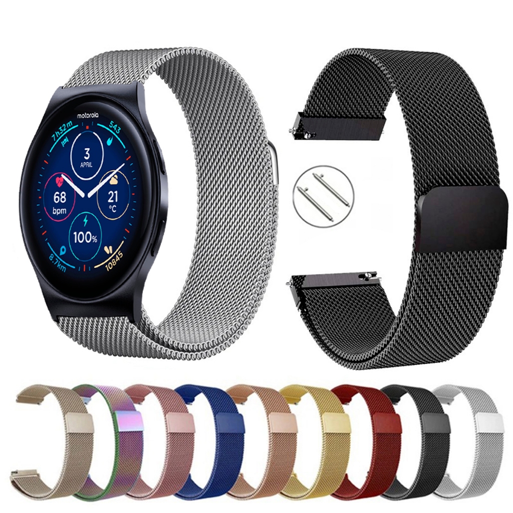 Pulseira de 22mm milanesa aço inox para Smartwatch Moto Watch 120 de Engate Rapido
