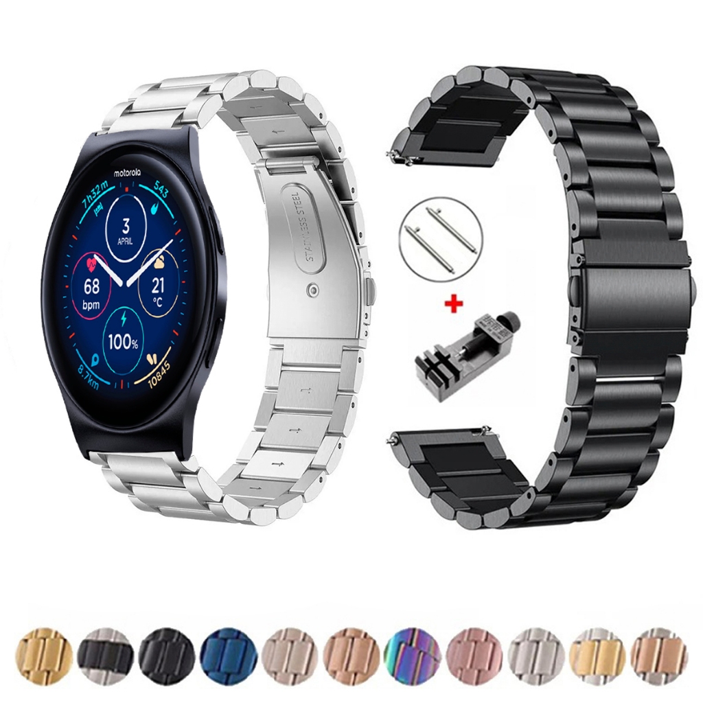 Pulseira de 22mm Metal Elos de aço inox para Smartwatch Moto Watch 120 de Engate Rapido