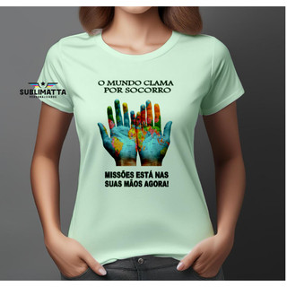 Camiseta missões esta na suas mãos evangélica camisa baby look cristã varias cores em Oferta na Shopee