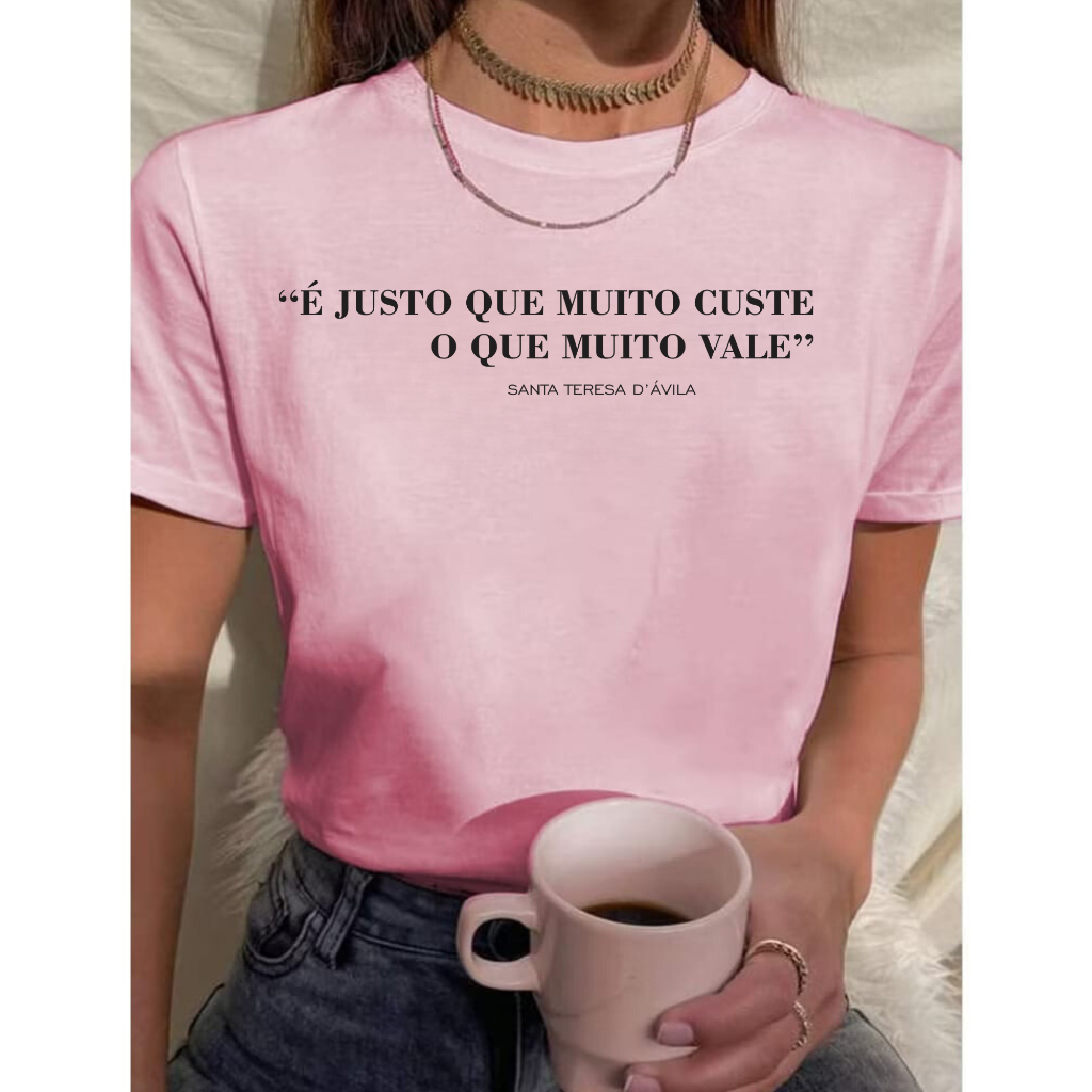 Camiseta Católica É  Justo - 100% Algodão - Premium em Oferta na Shopee