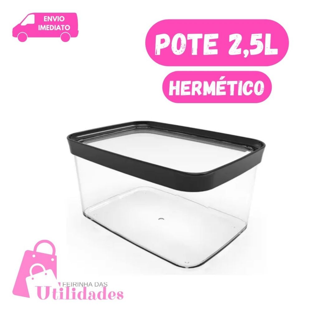 Pote Hermético Para Mantimentos 2.5 Litros Porta feijão Farinha Grãos  Empilhável Helsim