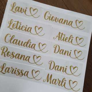 Nomes em adesivos termocolantes personalizados para portajóias e outros. em Oferta na Shopee