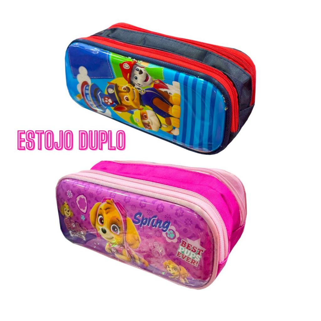 Estojo Escolar Infantil Duplo Menina Menino Stitich Sonic Skye Patrulha Canina Volta As Aulas em Oferta na Shopee