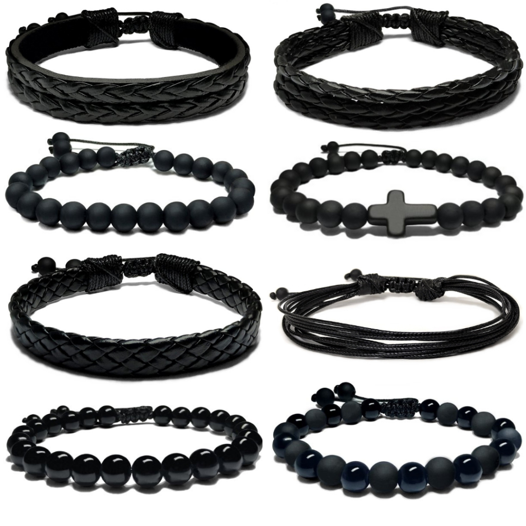 Pulseira bracelete couro ajustável Masculina Feminina pode molhar preto bola bolinha Maior Qualidade em Oferta na Shopee