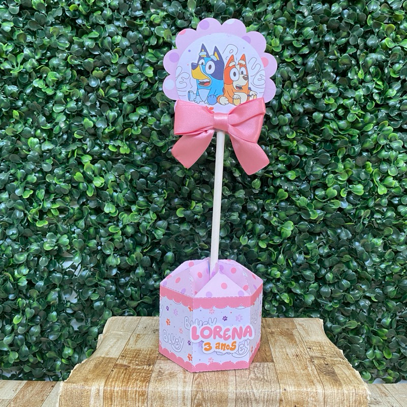 Kit Centro de Mesa Bluey Rosa Arranjo de mesa | Enfeite de mesa | Cachepô
