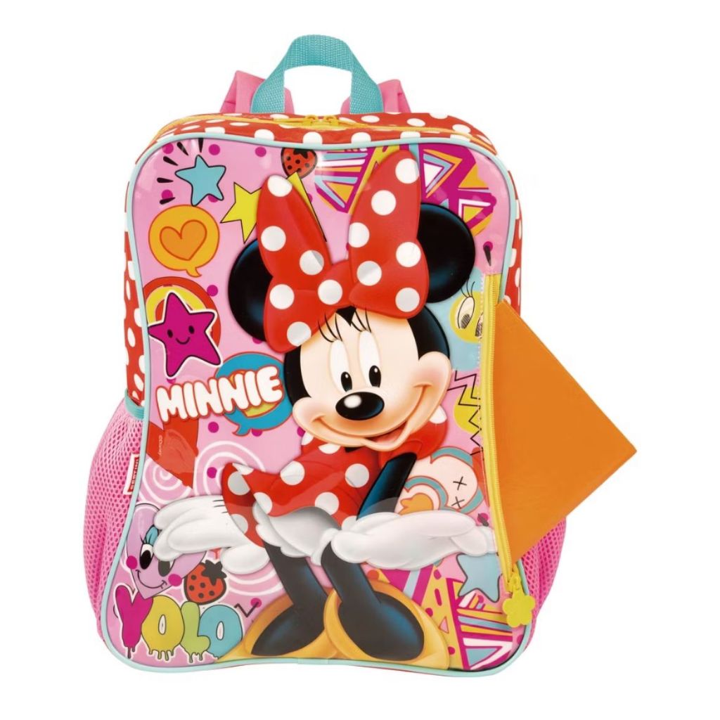 Mochila Costas Minnie Mouse Rosa 19M Grande Original Sestini