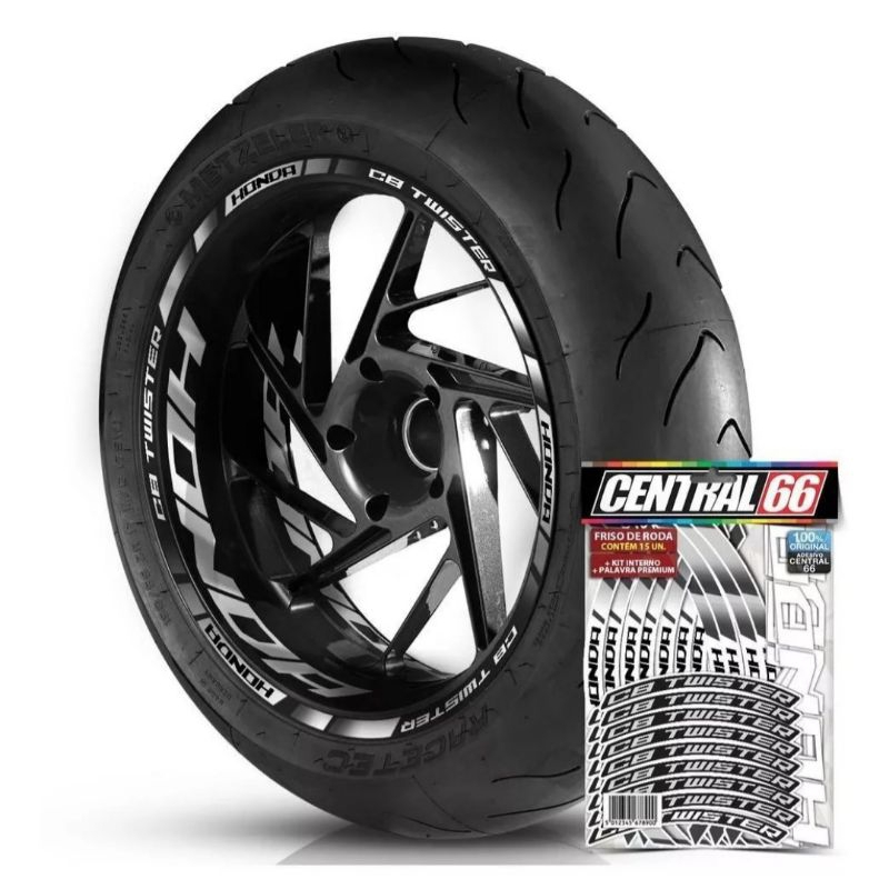 Adesivo Autocolante Friso Refletivo Kit 2 Rodas Honda Cb Cb 250f Cb 300f Twister Prata