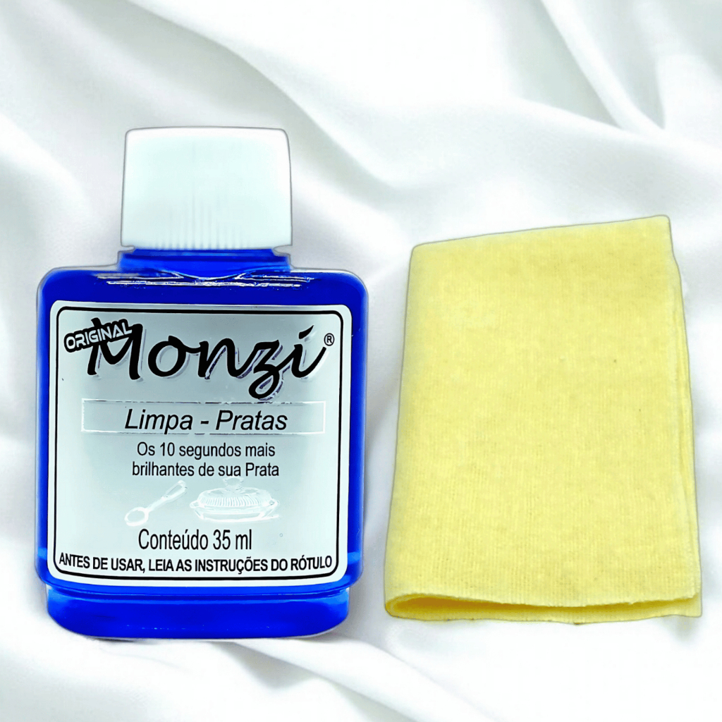 Limpa Prata Monzi 35ml Original + Flanela Mágica Limpa Joia em Oferta na Shopee